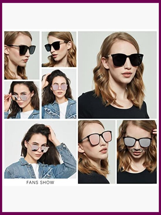 Oversized Square Sunglasses UV Protection Mirrored Lens Plastic Frame main image 6